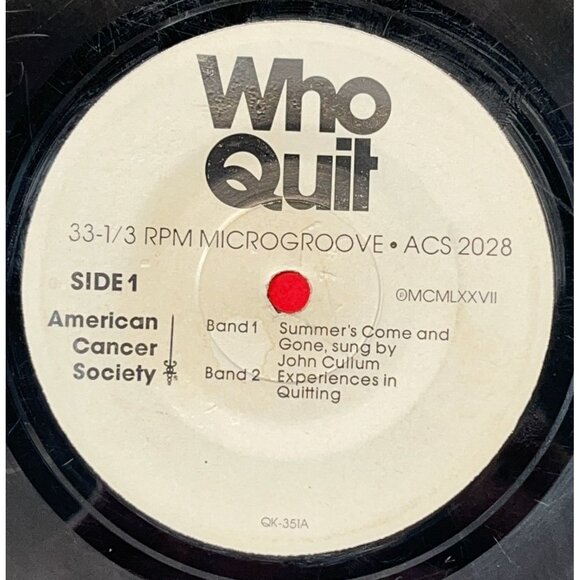 American Cancer Society Who Quit Compact 33 Record 1977  Novelty Microgroove - Picture 1 of 6